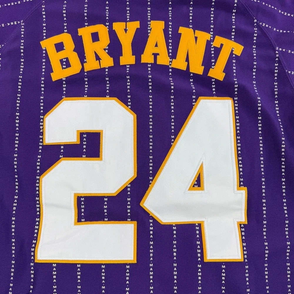 Headgear Classics Kobe Bryant Lakers Mamba Pinstripe Purple Baseball Jersey‎ Med